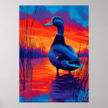 Arte Colorida de Pato Expressionista para Parede a