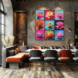 Poster Arte Colorida de Pop de Grade de Lotus - Parede Fl<br><div class="desc">Brilhe seu espaço com esta rede de flores de lótus inspirada na arte pop. Apresentando nove combinações de cores únicas e ousadas, este trabalho de arte traz um toque divertido, mas sereno, para a sua decoração. Perfeito por adicionar uma sensação viva e artística a salas de estar, estúdios de yoga...</div>