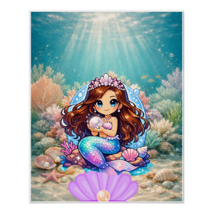 Póster Arte Colorida de Sereia Fantasia para Parede
