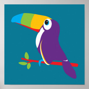 Póster Arte colorida de tucano para berçário infantil