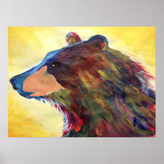 Póster Arte Colorida de Urso Abstrato
