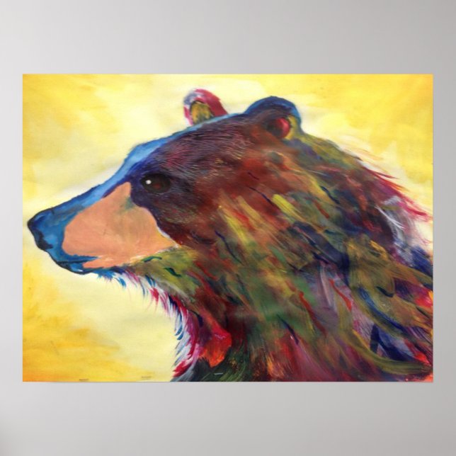 Póster Arte Colorida de Urso Abstrato (Frente)