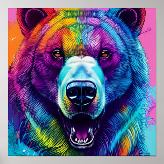 Poster arte colorida do urso