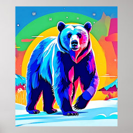 Poster Arte Colorida do Urso de Neve