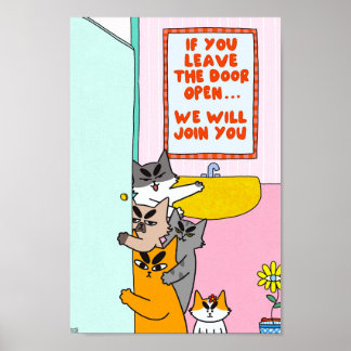 Poster Arte colorida e engraçada de gato em pastel para p