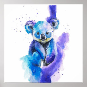 Poster Arte colorida em aquarela de urso coala