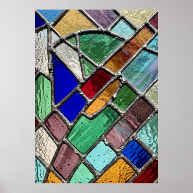 Poster Arte Colorida em Mosaico de Vidro Estampado (Frente)