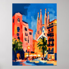 Poster Arte Colorida Fauvista da Sagrada Família de Barce