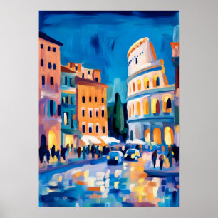 Poster Arte Colorida Fauvista do Coliseu de Roma