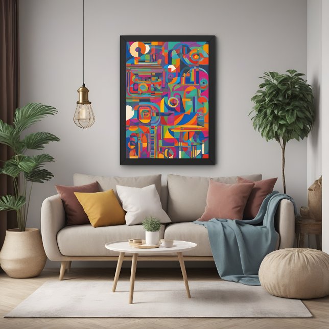 Póster Arte Colorida Moderna Abstrato Geométrica Vibrante (Criador carregado)