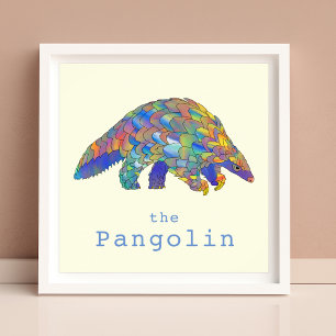 Poster Arte Colorida Pangolin Ameaçada aos Direitos dos A