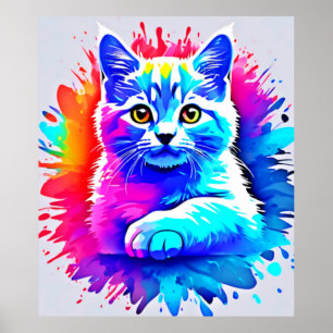 Poster Arte Colorida para Gatos