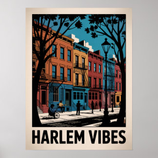 Poster Arte Colorido de Harlem em Brownstone