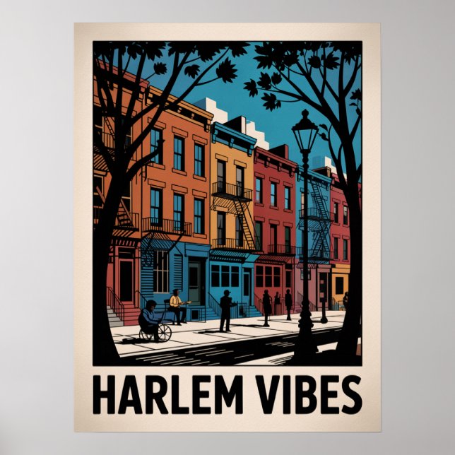 Poster Arte Colorido de Harlem em Brownstone (Frente)