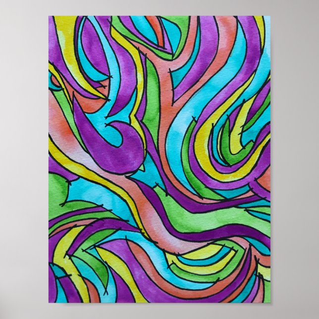 Poster Arte com Abstrato de Ritmo de Cores (Frente)