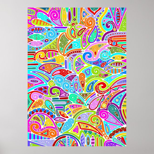 Poster Arte com Padrão Pintado à Mão e Digitalmente 7 (Frente)