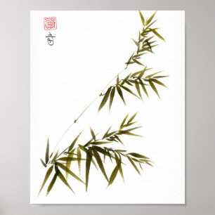 Poster Arte com Pincel Chinês Bamboo Breeze