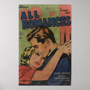 Póster Arte cómica da época dourada - todos os romances