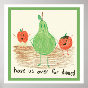 Póster Arte Comida de Criança, Verde