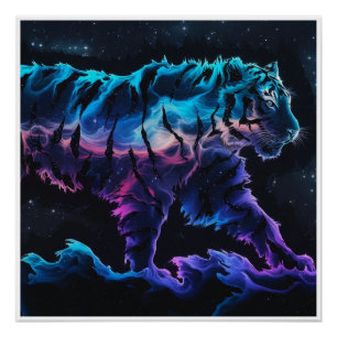 Póster Arte Conceptiva abstrato Tiger na Tinta Álcool