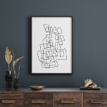 Poster Arte Contemporânea de Linha de Abstrato a Preto e<br><div class="desc">Ilustração moderna contemporânea de arte com desenho de abstrato em preto e branco.</div>