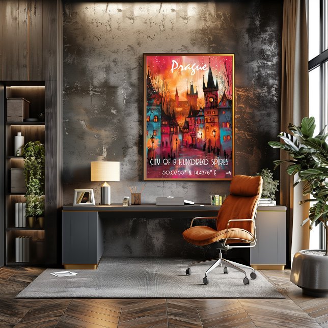 Póster Arte Contemporáneo de Praga en Estilo Vibrante (Criador carregado)