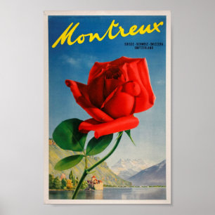 Poster Arte cor-de-rosa das viagens vintage da suiça de