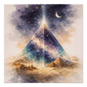 Póster Arte cósmica da Pirâmide Egípcia, Antigo Egito