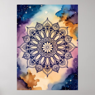 Poster Arte Cósmica de Mandala - Design Celestial e Espir