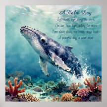 Arte Costeira Aquarela de Baleia Azul Oceânica