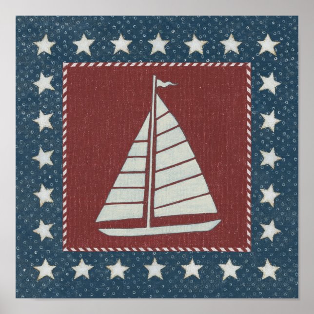 Póster Arte Costeira | veleiro em vermelho (Frente)