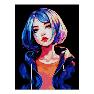Póster Arte Criativo de Anime para Parede   Garotas 05