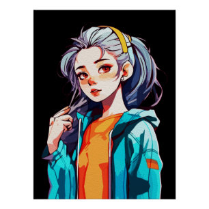 Póster Arte Criativo de Anime para Parede   Garotas 12