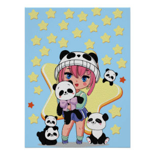 Póster Arte Criativo de Anime para Parede Garotas 19