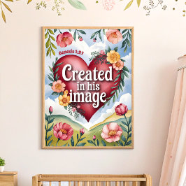 Poster Arte Cristã Criado à Sua Imagem para Berçário