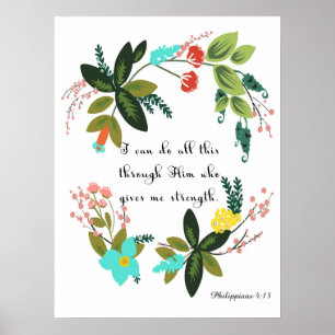Póster Arte cristã das citações - 4:13 dos Philippians