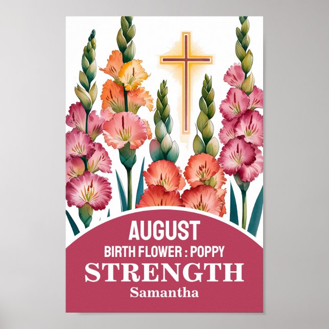Poster Arte Cristã de Berçário da Flor do Mês de Agosto (Frente)