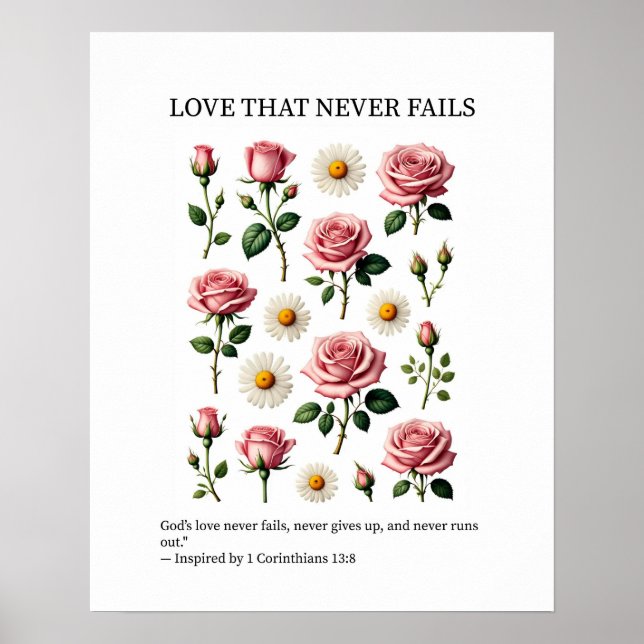 Poster Arte cristã de parede do amor que nunca falha (Frente)