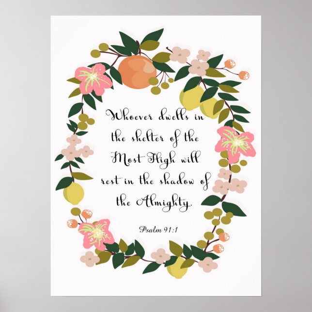 Poster Arte Cristã inspiradora - Salmo 91:1 (Frente)