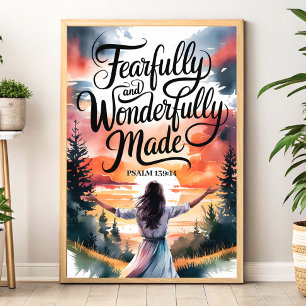 Poster Arte Cristã para Parede 'Criado com Temor e Maravi