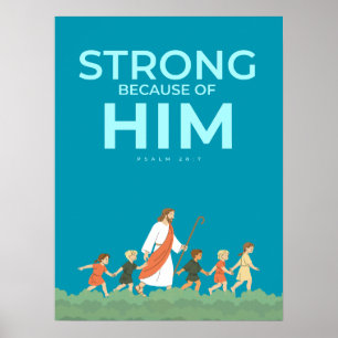 Poster Arte Cristã para Parede Salmo 28:7 Forte Nele
