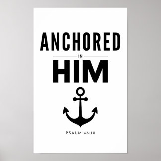 Poster Arte Cristão ancorado Nele para Paredes