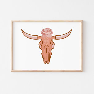 Poster Arte crônica de Vaca Floral Moderna