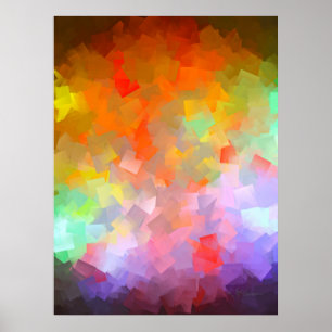 Poster Arte Cubista Abstrata Colorida Moderna Explosão