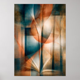 Poster Arte Cubista de Livro e Floresta para Amantes de L