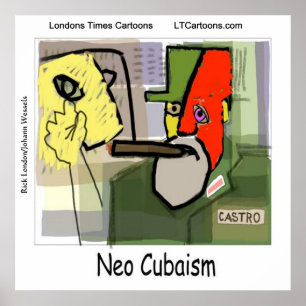 Póster Arte Cubista Engraçada Castro