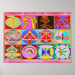 Póster Arte cura pura de REIKI - 12 símbolos