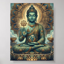 Poster Arte Customizável do Antigo Dhamma Sukiti Buda Med