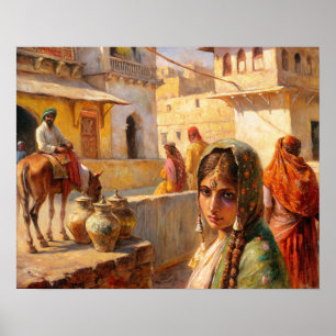 Poster Arte da aldeia indiana Rajasthan