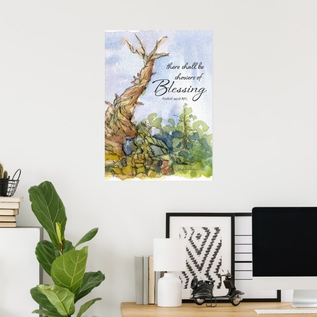 Poster Arte da árvore de pinheiro Bristlecone da Escritur (Escritório em casa)
